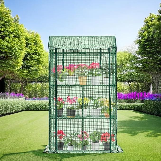 Mini Greenhouse for Indoor Outdoor, Small Plastic Plant Green House Rack Stand - Image 9