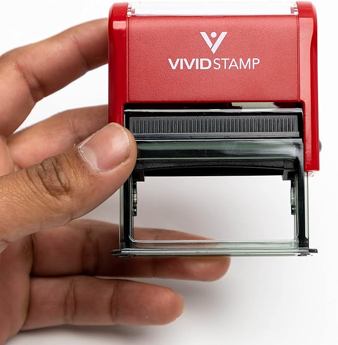 Basic Closed Self Inking Rubber Stamp (Red Ink) - Large