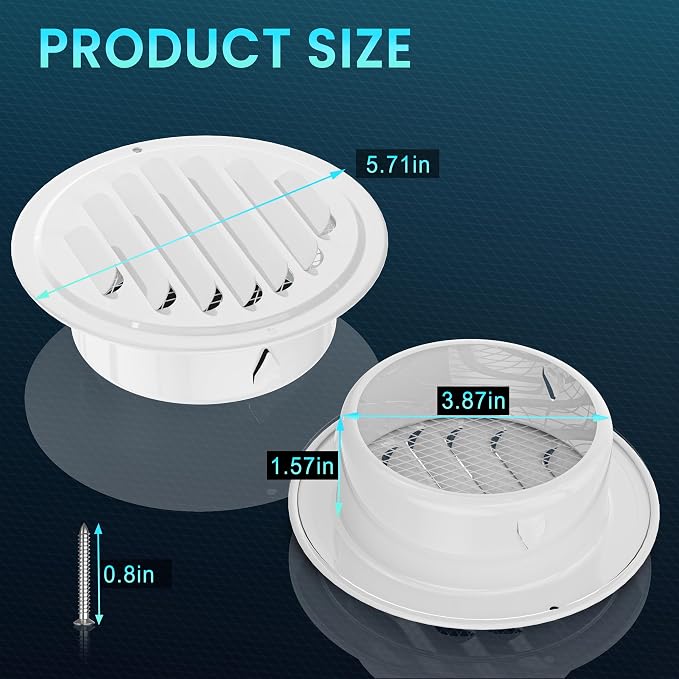HG Power 4 Inch Soffit Vents, Stainless Steel Round Air Vent - Image 2