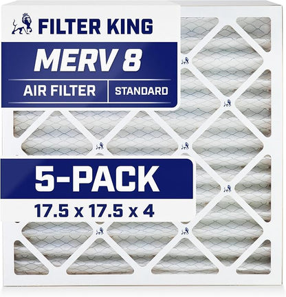 Filter King 17.5x17.5x4 Air Filter | 5-PACK | MERV 8 HVAC Pleated A/C Furnace by FilterKing