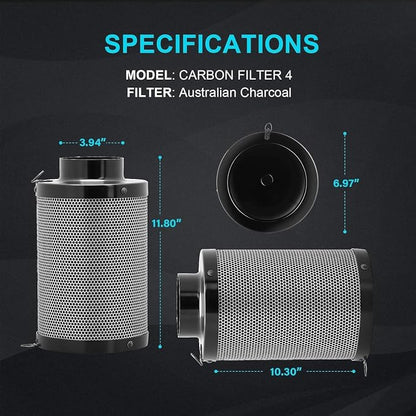 iPower 4 Inch 195 CFM Inline Fan Circulation Vent Blower, Upgrade 4" Air Carbon - Image 3
