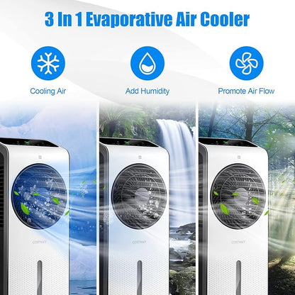 COSTWAY Portable Evaporative Air Cooler, 3-in-1 Swamp Cooler w/Remote Control - Image 2