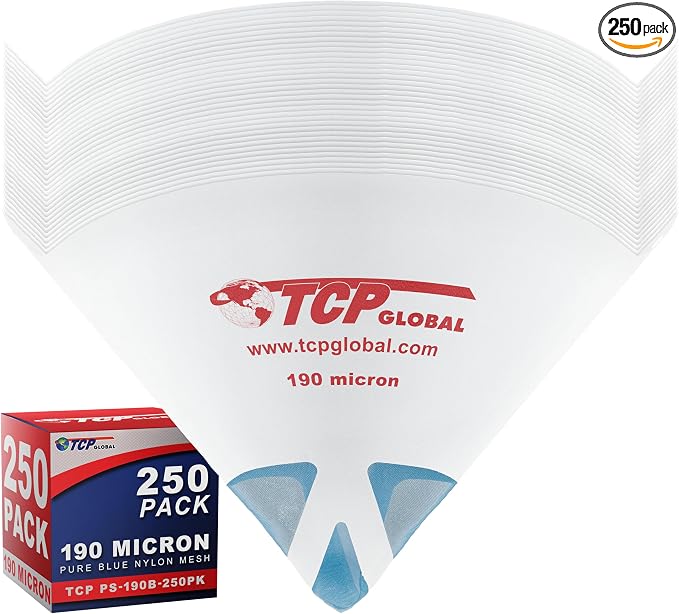 TCP Global - 190 Micron Filter Tips Ultra-Fine Paint Strainer - Pure Blue Nylon by TCPGlobal