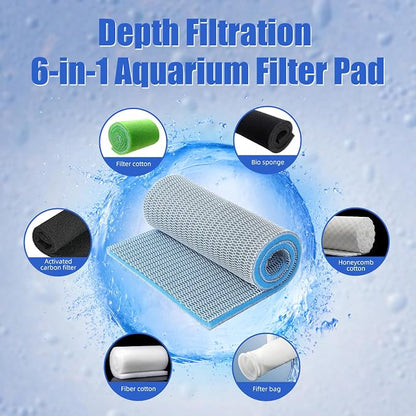 AQUANEAT Aquarium Filter Sponge 8-Layer Filter Media Pad, Cut-to-Size Foam Floss - Image 3