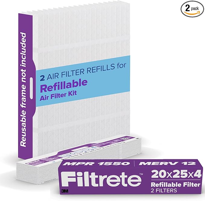 Filtrete 20x25x4 Refillable Air Filter replacement, MPR 1550, MERV 12, Allergen by Filtrete