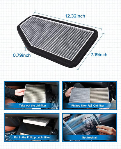 PHILTOP Cabin Air Filter w/Activated Carbon, Compatible - Image 2