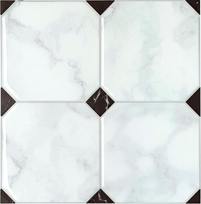 SMART TILES Peel and Stick Backsplash - 5 Sheets of 7,75" x 7,75" - 3D Adhesive Peel and Stick Tile Backsplash for Kitchen, Bathroom, Wall Tile, Checkered
