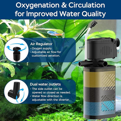 Aquarium Filter for 20-60 Gallon Tanks, Internal Fish Tank Filter, Powerful - Image 4