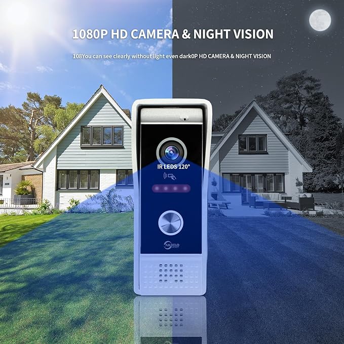 Video Doorbell Intercom System,10 Inches Touch Screen (Black) Video Doorbell Door Phone System,Support Remote Unlock, Dual-Way Intercom,Night Vision for Villa House Apartment (2-Camera + 1-Monitor)