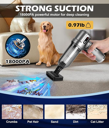 WADEO Car Vacuum Portable Cordless 18000PA, 4-in-1 Handheld Vacuum Cleaner and - Image 5