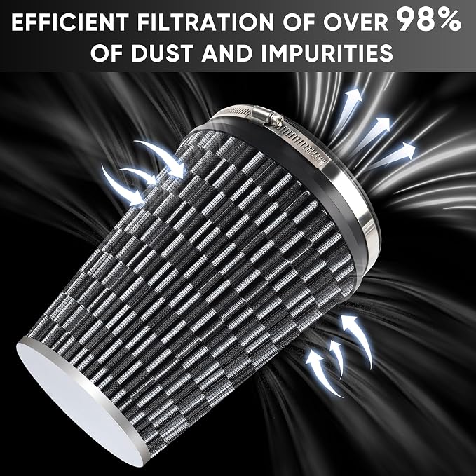 6" 152mm Cold Air Intake Filter Clamp-On Replacement High Flow Inlet Air Filter - Image 4