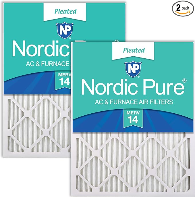 Nordic Pure 18x24x1 Pleated MERV 14 Air Filters 2 Pack by NordicPure
