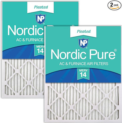 Nordic Pure 18x24x1 Pleated MERV 14 Air Filters 2 Pack by NordicPure