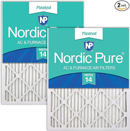 Nordic Pure 16x30x1 Pleated MERV 14 Air Filters 2 Pack by NordicPure