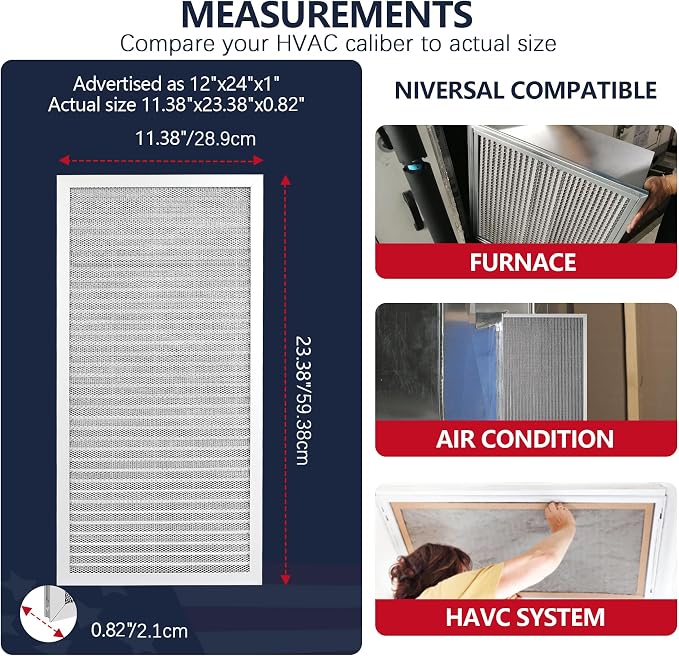 12x24x1 Electrostatic Air Filter, MERV 8 Reusable Aluminum AC/HVAC Furnace - Image 6