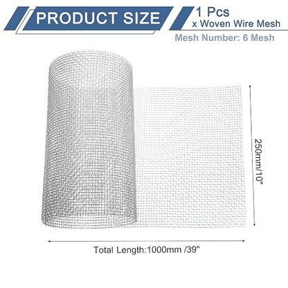 uxcell 6 Mesh 39" x 10" Woven Wire Mesh, 316 Stainless Steel Air Vent Filter - Image 2