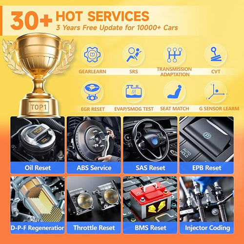 2026 FOXWELL Scanner NT809BT Wireless OBD2 Scanner Diagnostic Tool with 30 Resets, All System Bidirectional Scan Tool, Diagnostic Scanner for All Vehicles, 99% Active Test, FCA, 3-Year Update, Orange