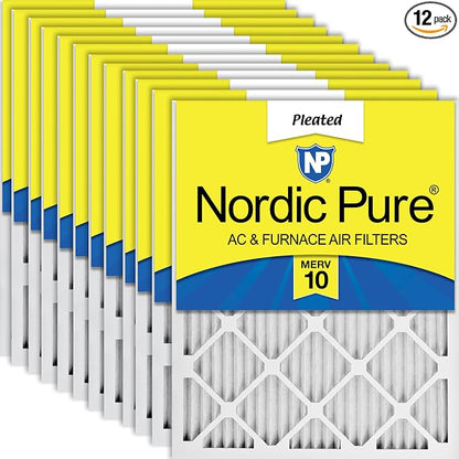 Nordic Pure 12x12x1 Pleated MERV 10 Air Filters 12 Pack by NordicPure