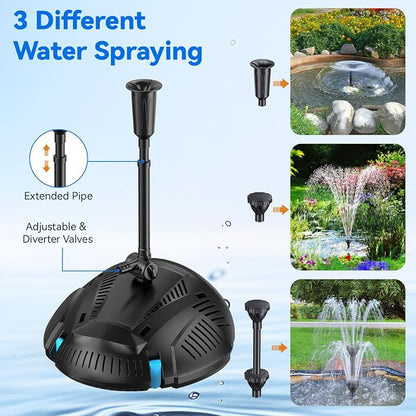 POPOSOAP Pond Filter with 55W Solar Fountain Pump, Solar Pond Filter with - Image 5