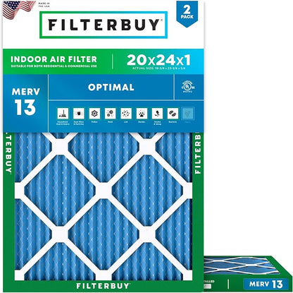 Filterbuy 20x24x1 Air Filter MERV 13 Optimal Smoke & Allergy Defense, by Filterbuy