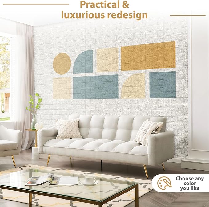 JOLOV 30 PCS 3D Wall Panels Peel and Stick - PE Foam DIY Self Adhesive, Waterproof, Perfect for Interior Wall Decor in Bedroom & Living Room (30)