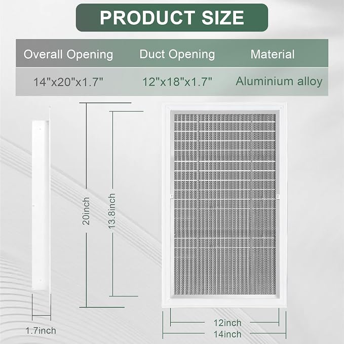 14"x20" Aluminum Gable Vent, Filter Screen - Image 2