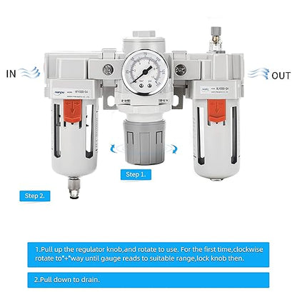 NANPU 3/4" NPT Air Filter, Regulator & Lubricator Combo - Image 4