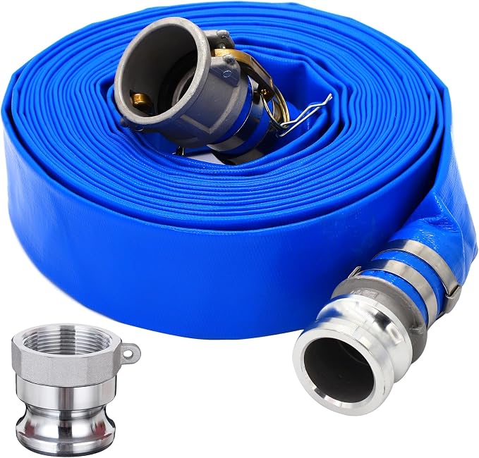 DAVCO 2" ID × 100 ft PVC Lay Flat Discharge Hose, Heavy Duty Reinforced Blue by DAVCO
