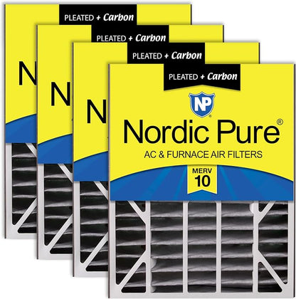 Nordic Pure 20x25x5 Air Bear AC Filter Replacement MERV 10 Plus Carbon 4 Pack by NordicPure
