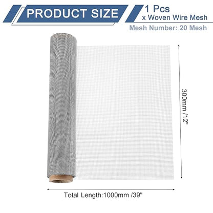 uxcell 20 Mesh 39" x 12" Woven Wire Mesh, 304 Stainless Steel Air Vent Filter - Image 2