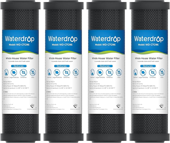 Waterdrop 2.5" x 10" Whole House CTO Carbon Water Filter Cartridge, 1 Micron by Waterdrop