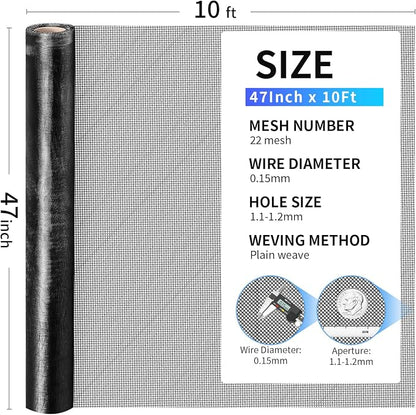 304 Stainless Steel Mesh, 47in x 10ft, 22 Mesh, Sturdy Metal Screen Roll - Image 3