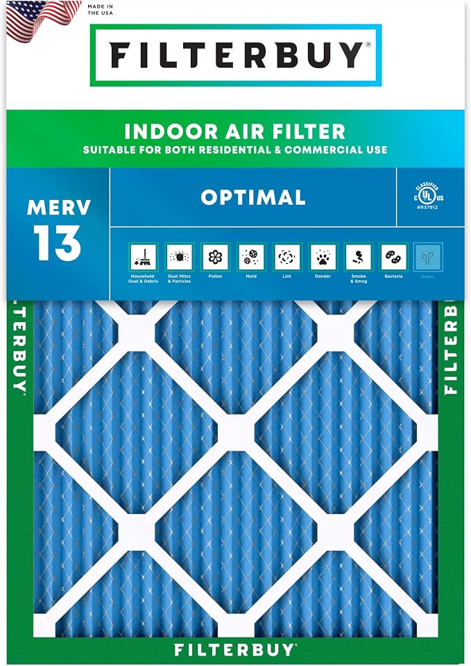 Filterbuy 12x18x1 Air Filter MERV 13 Optimal Smoke & Allergy Defense, by Filterbuy