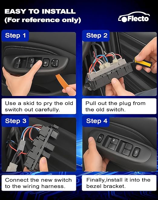 Flecto 20835552 Master Power Window Switch Driver Side with Door Lock Compatible with 07-14 Chevy Silverado Suburban Tahoe GMC Yukon Sierra 2009-2014 Escalade, Replaces 25783950, Door Lock Control