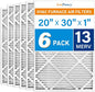 LotFancy 20x30x1 Air Filter MERV 13 6-Pack, Electrostatic Pleated HVAC Furnace by LotFancy