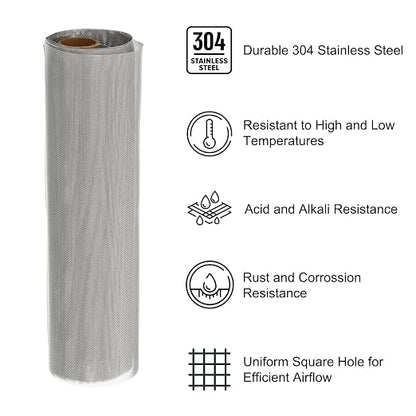 PATIKIL 40" L x 16" W Woven Wire Mesh, 60 Mesh 304 Stainless Steel Air Vent - Image 3