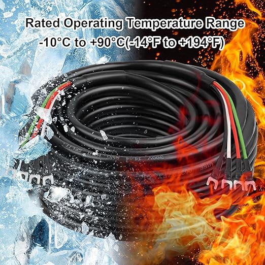 MOOKEERF 14/4 AWG Mini-Split Cable - 100FT 14 AWG 4 Conductor Control Cable 300V Stranded Oxygen-Free Pure Copper Wire for Mini Split Air Conditioner,Heat Pump,HVAC Systems and Speaker Systems