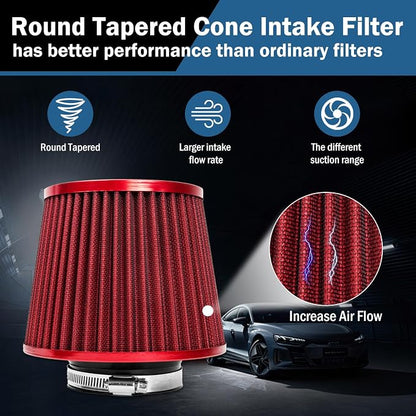 Universal Clamp-On Air Intake Filter, High Performance, Washable Filter - Image 4