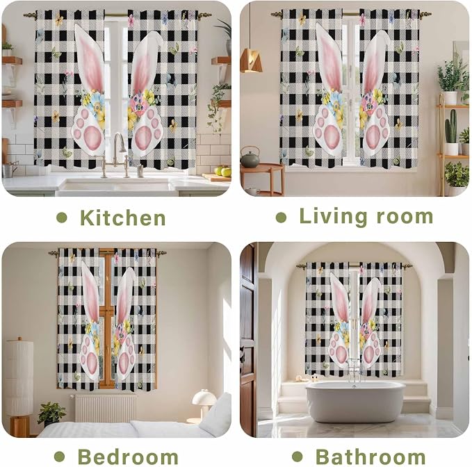Easter Window Curtains 63 Inch Long 2 Panel Set, Rod Pocket Bedroom Curtains & - Image 8