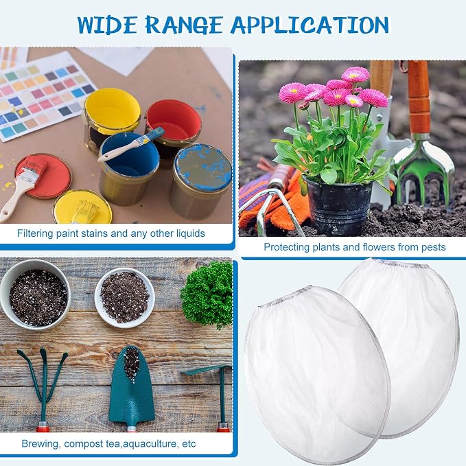 Boao 80 Pieces Paint Strainer Bags White Fine Mesh Filters Bag Bucket Elastic - Image 6