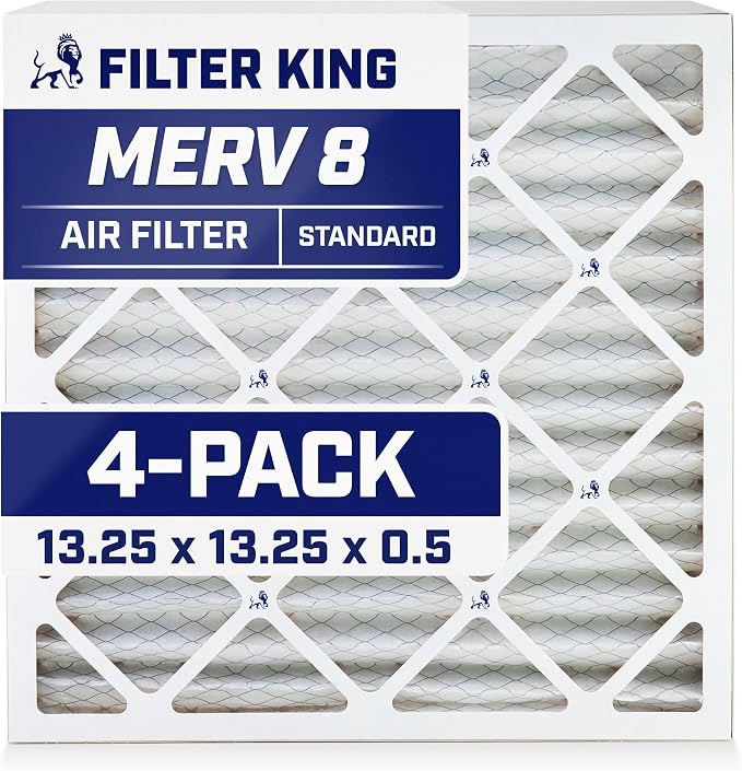 Filter King 13.25x13.25x0.5 Air Filter | 4-PACK | MERV 8 HVAC Pleated A/C by FilterKing