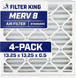 Filter King 13.25x13.25x0.5 Air Filter | 4-PACK | MERV 8 HVAC Pleated A/C by FilterKing