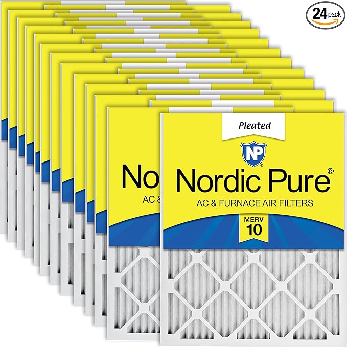 Nordic Pure 20x25x1 Pleated MERV 10 Air Filters 24 Pack by NordicPure