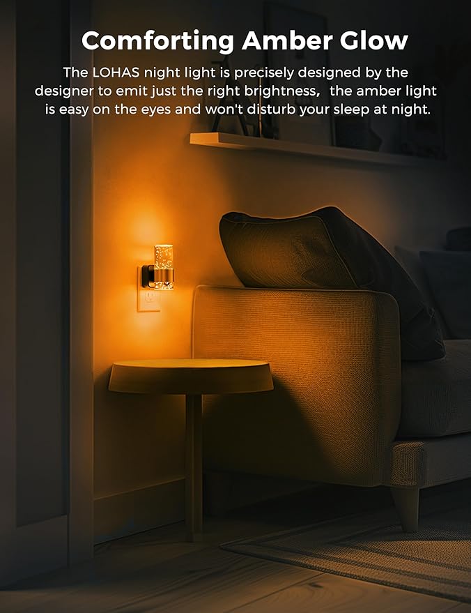 Night lights plug into wall, Amber Night Light with Adjustable Brightness, Plug in NightLight with Auto Light Sensor, Wall Sconce-style Design Night Light for Bathroom,Hallway, 2 Pack