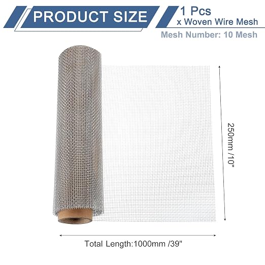 uxcell 10 Mesh 39" x 10" Woven Wire Mesh, 316 Stainless Steel Air Vent Filter - Image 2