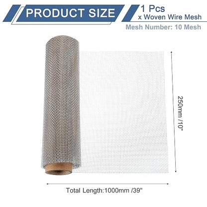 uxcell 10 Mesh 39" x 10" Woven Wire Mesh, 316 Stainless Steel Air Vent Filter - Image 2
