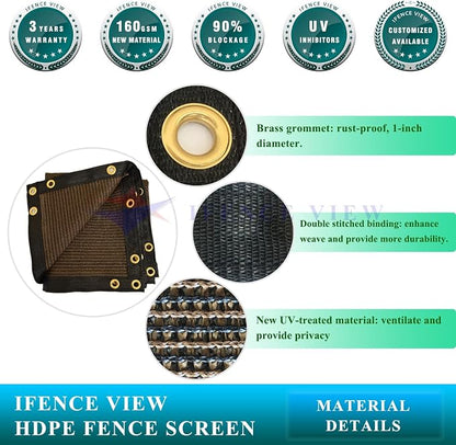 Ifenceview 6'x1' to 6'x50' Brown Shade Cloth/Fence Privacy Screen Fabric Mesh - Image 3