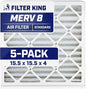 Filter King 15.5x15.5x4 Air Filter | 5-PACK | MERV 8 HVAC Pleated A/C Furnace by FilterKing