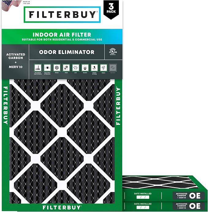 Filterbuy 20x30x1 Air Filter MERV 10 Odor & Allergy Defense by Filterbuy