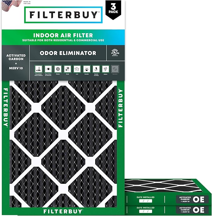 Filterbuy 15x25x1 Air Filter MERV 10 Odor & Allergy Defense by Filterbuy